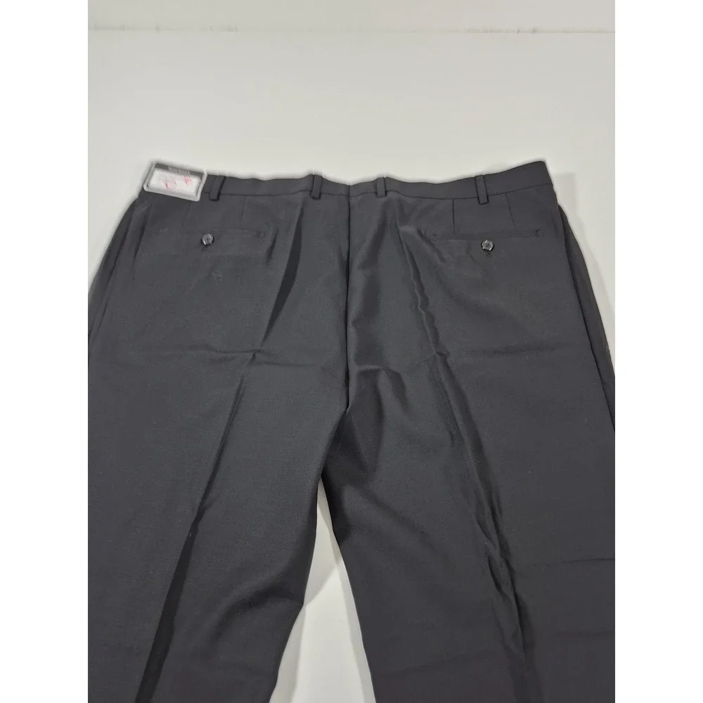 Giles & Jasper Dress Pants Mens 45x36 Black Wool Stretch Flat Front Modern Fit